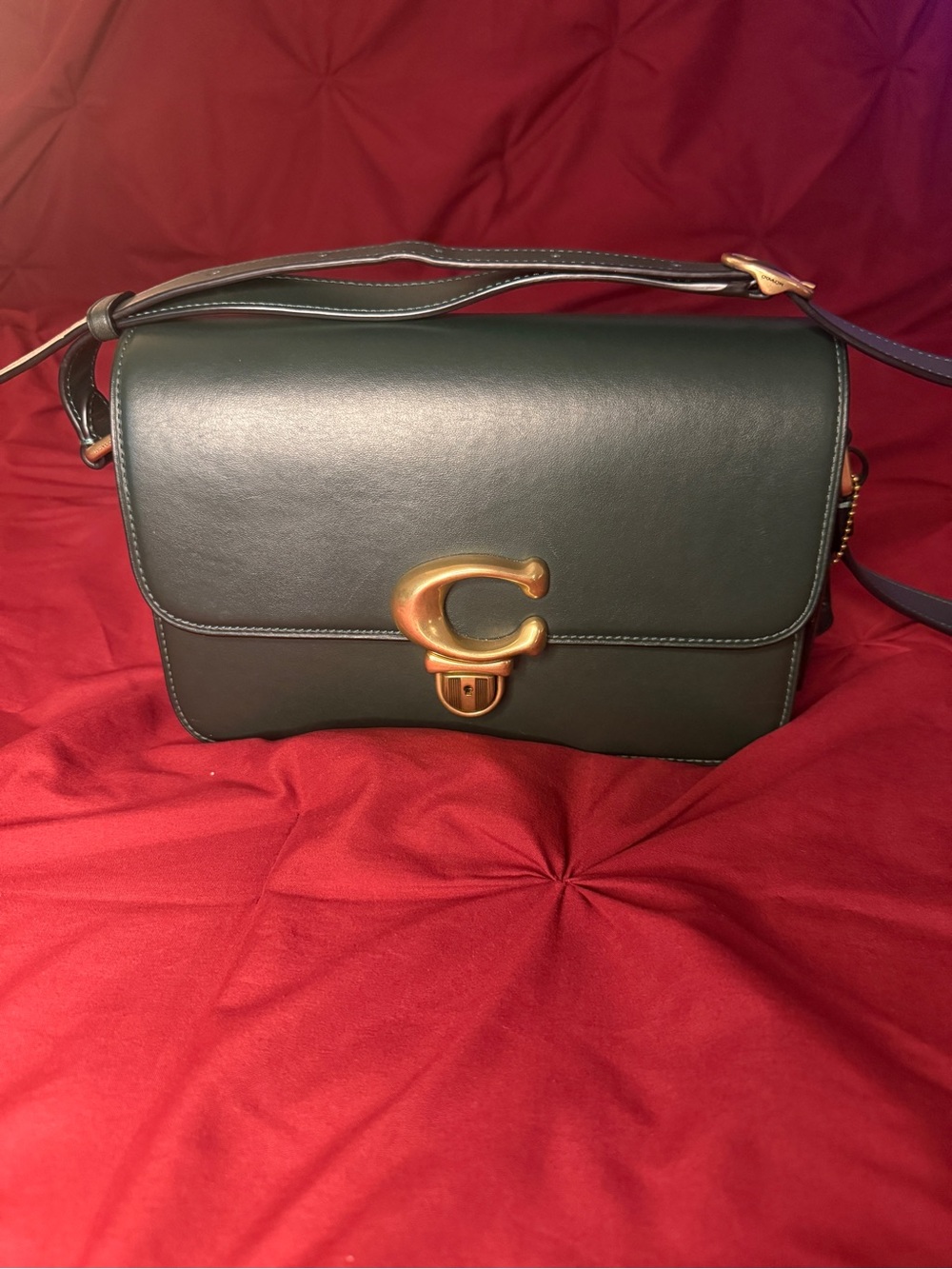 Coach studio bag in forest green color